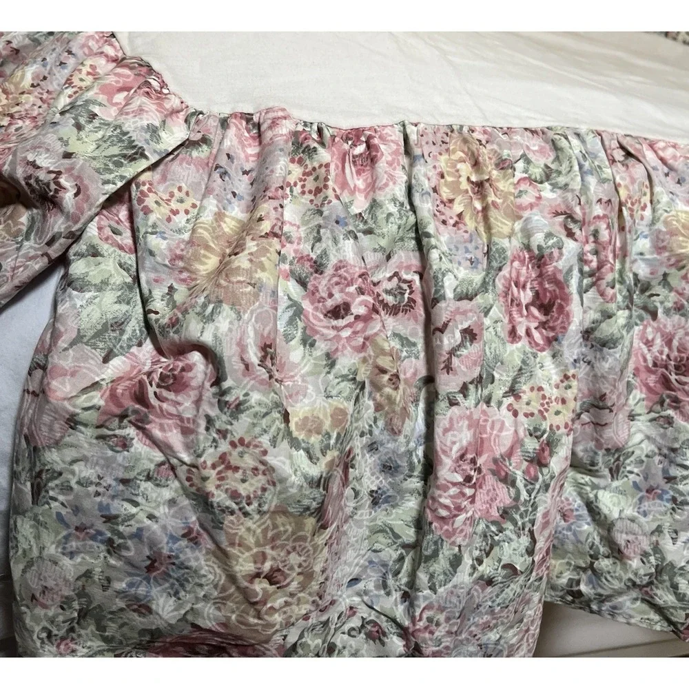 Jessica McClintock Vtg Queen Cottage Bedskirt Gathered Split Floral Gunne Sax‎